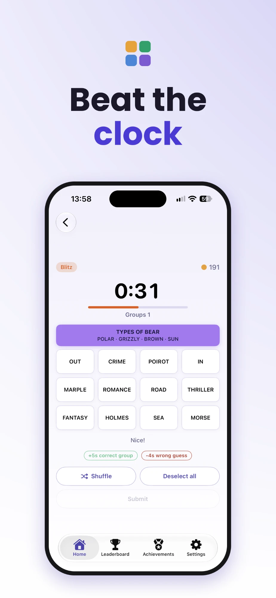 Blitz mode with a countdown timer